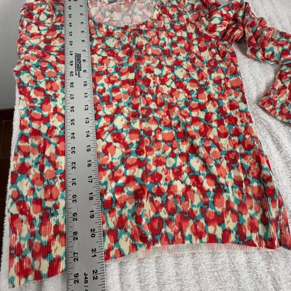 Halogen Womens Floral Button Up Cardigan Sweater Medium Lightweight Multicolor - Picture 9 of 9